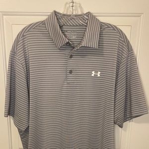 Under Armour Golf Polo - Light Gray Striped - XL